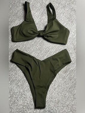 Geluboao Army Green High Cut Bikini Trendy Slim Fit Bralettes S 956/b1-1